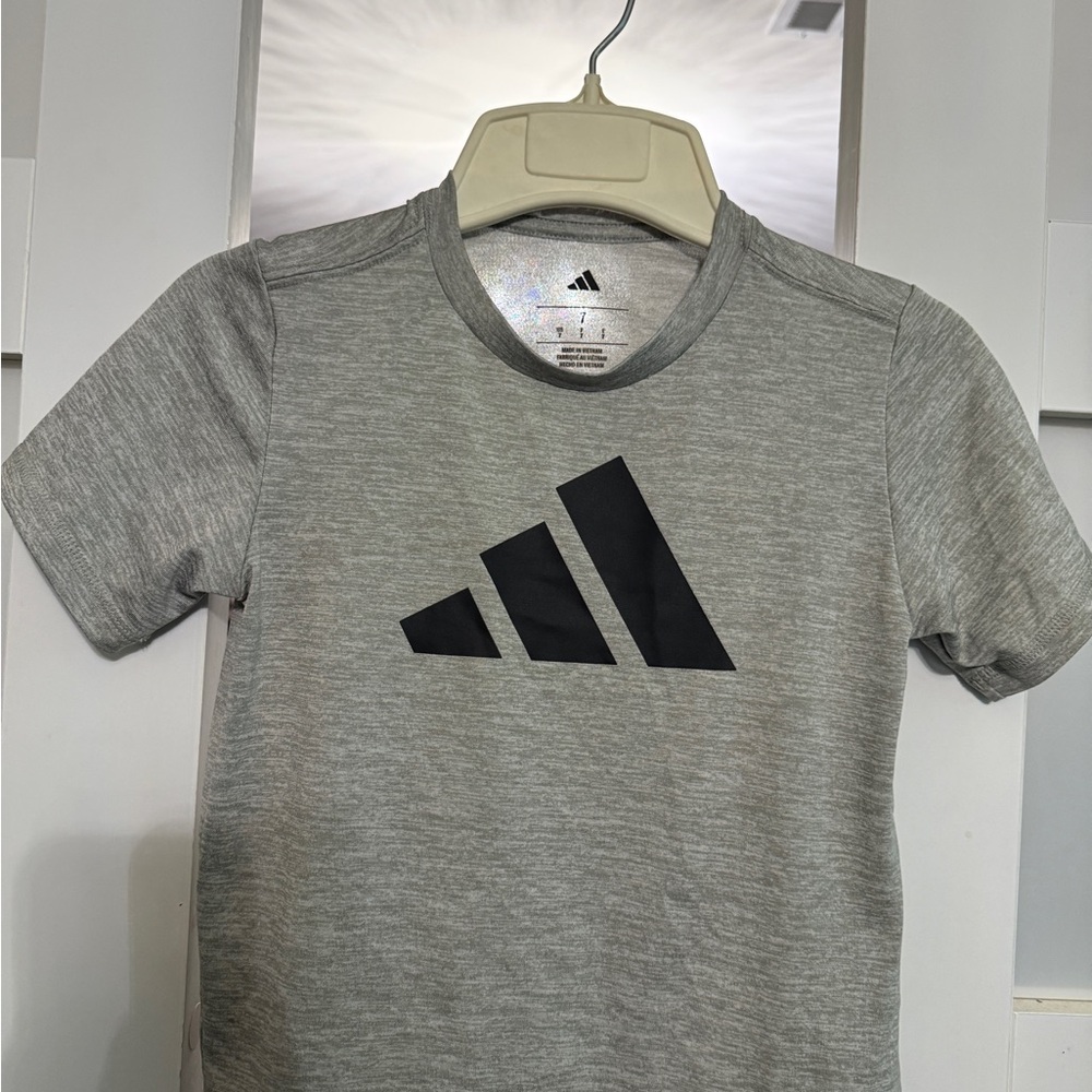 adidas Heather Gray Short Sleeve Tee with Black Logo